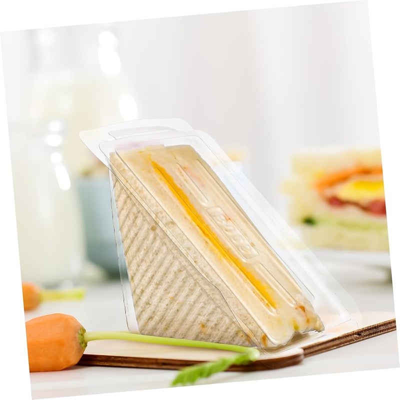 50 Pcs Transparent Plastic Sandwich Boxes with Lids Food Grade Storage Containers - Image 4
